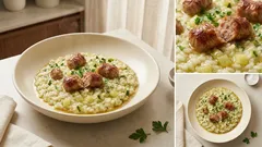 Risotto zucchine e salsiccia: cremoso e saporito, pronto in pochi passaggi